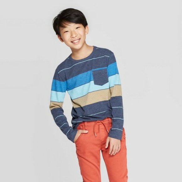 Cat & Jack Other - Cat & Jack Striped Pocket Long Sleeve Shirt